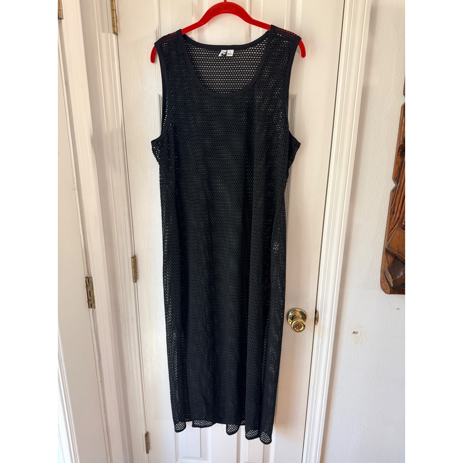 Dkny Beachwear Black Mesh Cover Up Maxi Dress Xl